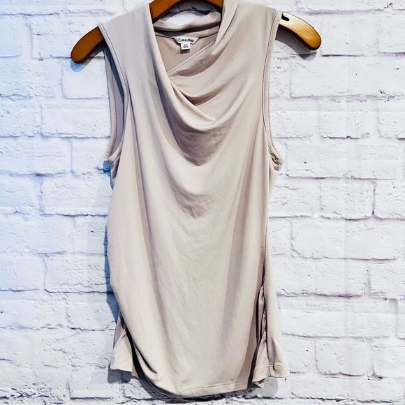 Calvin Klein Tops - Calvin Klein Womens Tank Top Beige Stretch Knit Sleeveless